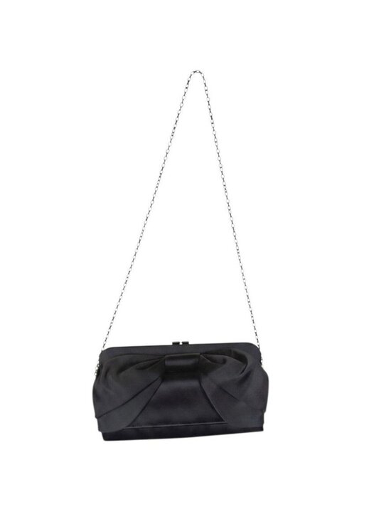 other Handbags - Nina Black Satin Bow Evening Bag Clutch Purse With Chain Strap